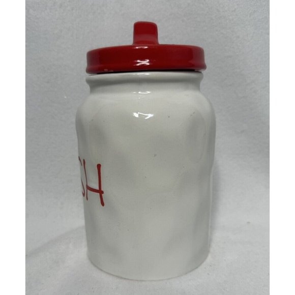 “Dash” White Ceramic Red Lid Canister Unbranded - Picture 4 of 7